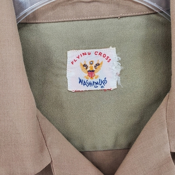 Flying Cross Shirt Safari Garage Khaki Brown Button Up Womens 9 Vtg Wash ‘em Ups - Picture 4 of 9